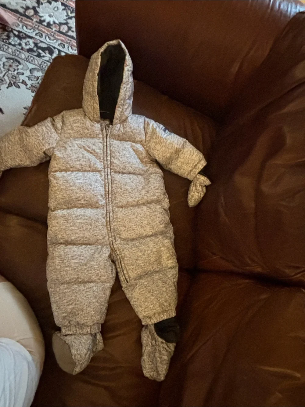 GAP Heather Gray Quilted Infant Bunting with Mittens